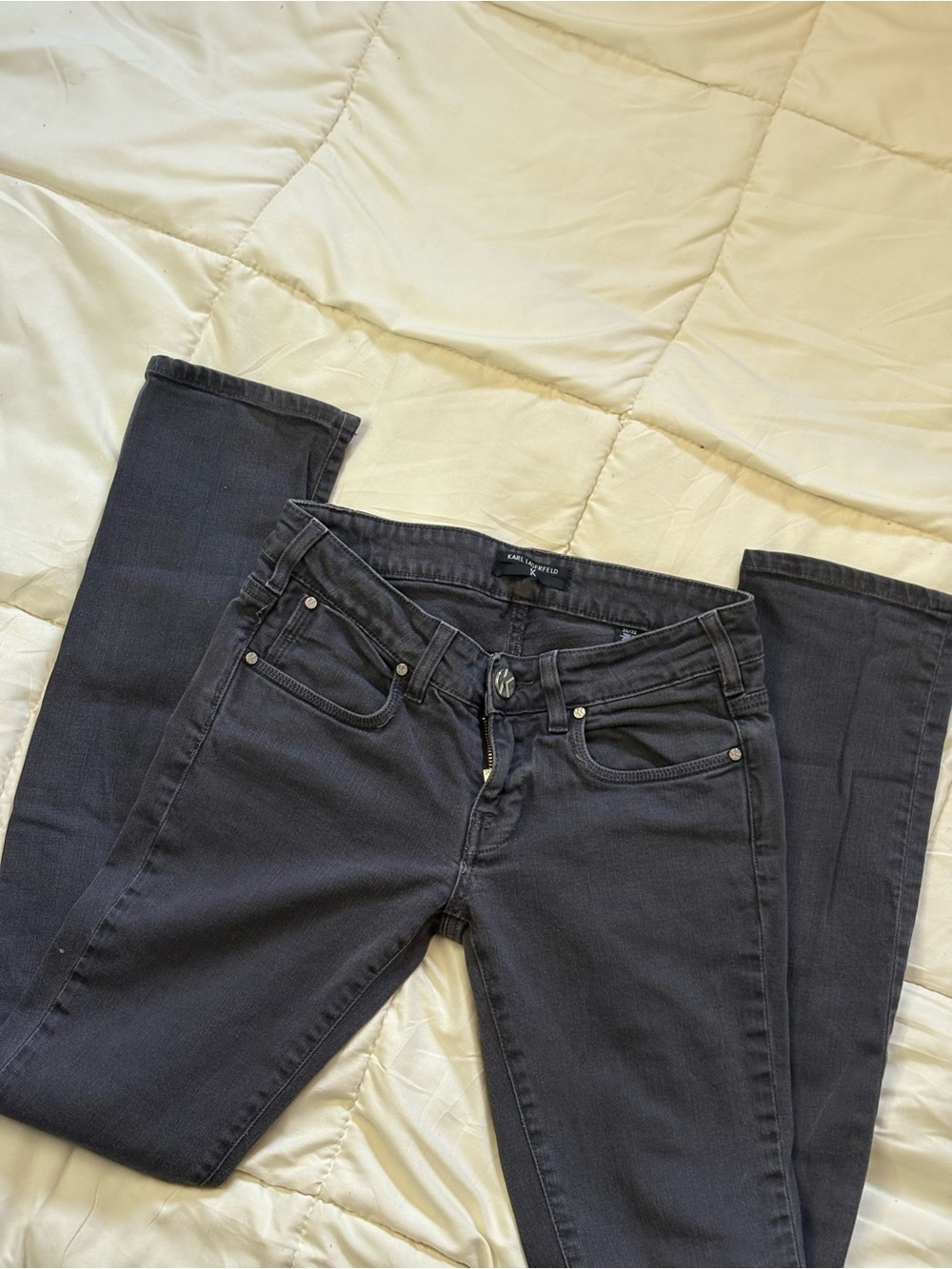 Karl Lagerfeld Women's Skinny Jeans in Charcoal Gray